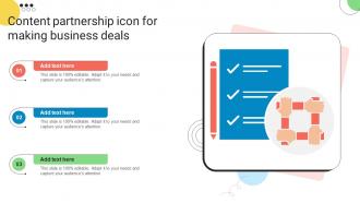Content Partnership Icon For Making Business Deals