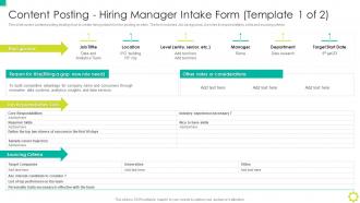 Content Posting Hiring Manager Intake Form Employer Branding Ppt Slides Infographic Template