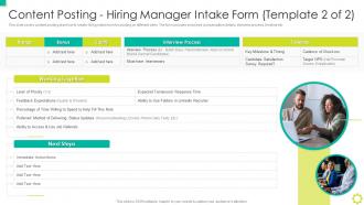 Content Posting Hiring Manager Intake Form Employer Branding Ppt Slides Infographic Template