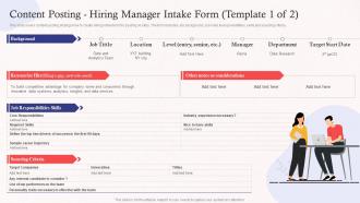 Content Posting Hiring Manager Intake Form Promoting Employer Brand On Social Media