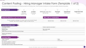 Content Posting Hiring Manager Intake Form Social Recruiting Strategy