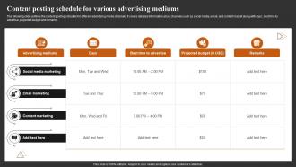 Content Posting Schedule For Various Advertising Achieving Higher ROI With Brand Development