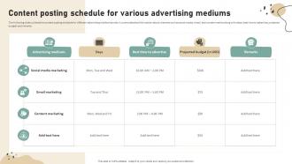Content Posting Schedule For Various Brand Development Strategies To Increase Customer