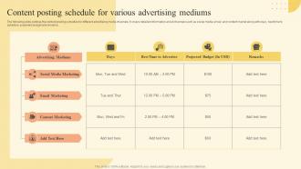 Content Posting Schedule For Various Brand Development Strategy Of Food And Beverage