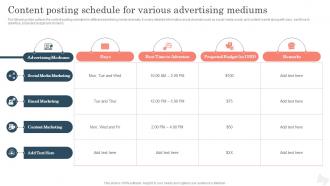 Content Posting Schedule For Various Improving Brand Awareness With Positioning Strategies
