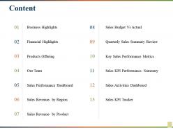 Content Quarterly Sales Summary Review Sales Kpi Tracker