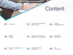 Content retail sector overview ppt inspiration show