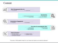 Content risk management lifecycle ppt powerpoint presentation diagram images