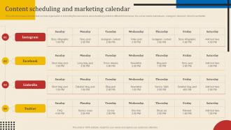 Content Scheduling And Marketing Calendar Executing New Service Sales And Marketing Process
