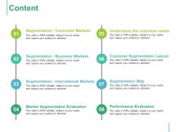 Content segmentation consumer markets ppt summary graphics download