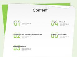 Content skills in leadership management ppt powerpoint presentation backgrounds