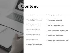 Content working capital cycle business k245 ppt powerpoint presentation file structure