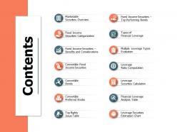 Contents contents convertible bonds a547 ppt powerpoint presentation portfolio picture