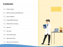 Contents project related services ppt powerpoint gallery icons