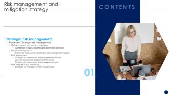 Contents Risk Management And Mitigation Strategy Ppt Powerpoint Presentation Pictures Show