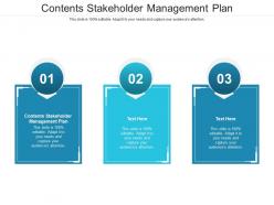 Contents stakeholder management plan ppt powerpoint presentation infographics layouts cpb