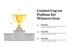 Contest cup on podium for winners icon