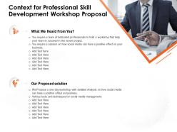 Context For Professional Skill Development Workshop Proposal Team Succeed Ppt Presentation Ideas
