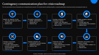 Contingency Communication Plan For Crisis Roadmap