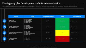 Contingency Plan Development Tools For Communication