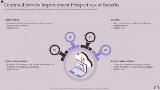 Continual Service Improvement Perspectives Of Benefits It Infrastructure Library Ppt Slides
