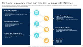 Continuous Improvement And Lean Practices For Sustainable Enabling Growth Centric DT SS
