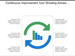 Continuous improvement icon showing arrows with bar graph