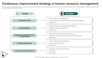 Continuous Improvement Strategy In Human Resource Management