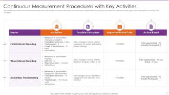 Continuous Measurement Procedures With Key Activities