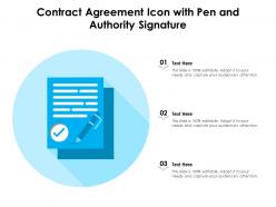 Contract agreement icon with pen and authority signature