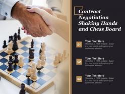Contract negotiation shaking hands and chess board