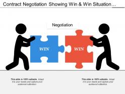 Contract negotiation showing win win situation and puzzles
