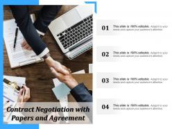 Contract negotiation with papers and agreement