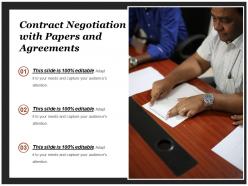 Contract negotiation with papers and agreements