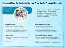 Contract note for business service price quote proposal template ppt file aids