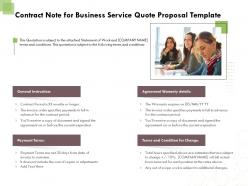 Contract Note For Business Service Quote Proposal Template Ppt Powerpoint Format
