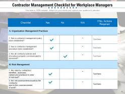 Contractor Management Business Organisation Environment Implementation Performance