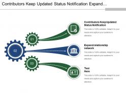 Contributors keep updated status notification expand relationship network