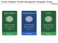 Control feedback portfolio management geographic scope market positioning