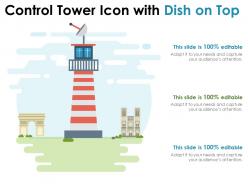 Control tower icon with dish on top