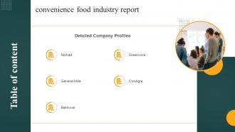 Convenience Food Industry Report Table Of Contant Ppt Summary