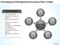 Converging and diverging factors process flow 5 stages arrows chart software powerpoint slides