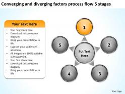 Converging and diverging factors process flow 5 stages arrows chart software powerpoint slides