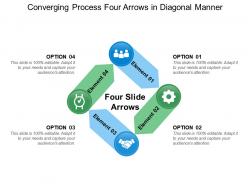 Converging process four arrows in diagonal manner
