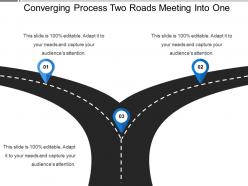 Converging process two roads meeting into one