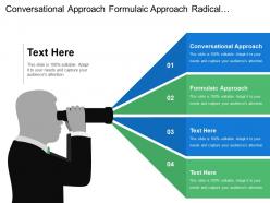 Conversational Approach Formulaic Approach Radical Learner Led Approach Directive Style
