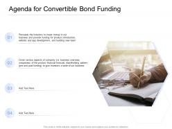 Convertible bond funding agenda for convertible bond funding ppt summary deck