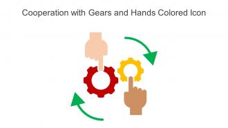 Cooperation With Gears And Hands Colored Icon In Powerpoint Pptx Png And Editable Eps Format