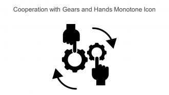 Cooperation With Gears And Hands Monotone Icon In Powerpoint Pptx Png And Editable Eps Format