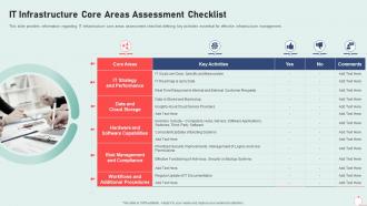Core areas assessment checklist it infrastructure playbook